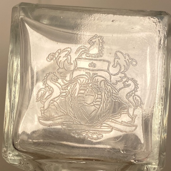 Vintage MCM Seagram clear Glass Square Liquor Decanter Etched logo cube Stopperq - Picture 5 of 16